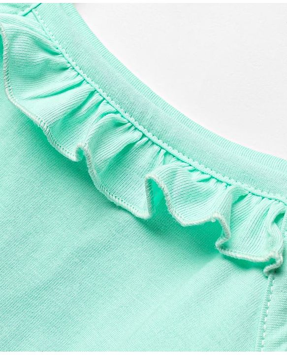 Babyhug Single Jersey Knit Sleeveless Solid Color Frock & Bloomer with Frill Detailing  -  Light  Green
