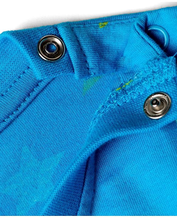 Babyhug Cotton Knit Half Sleeves Short Co-Ord Night Suit with Star Print - Blue
