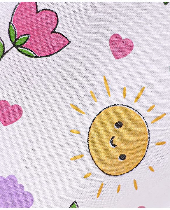 Babyhug 100% Cambric Woven  Sleeveless Front Open Jhabla with Heart & Floral Print  Pack of 3 - Yellow White & Pink