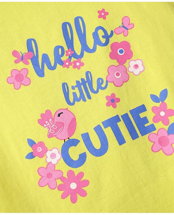 Babyhug Cotton Knit Cap Sleeves T-Shirts with Floral & Text Print Pack of 3 - Pink Light Green & White