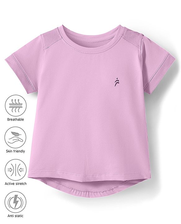Pine Active Knit Half Sleeves High Stretch Skin Friendly Solid T-Shirt - Lilac
