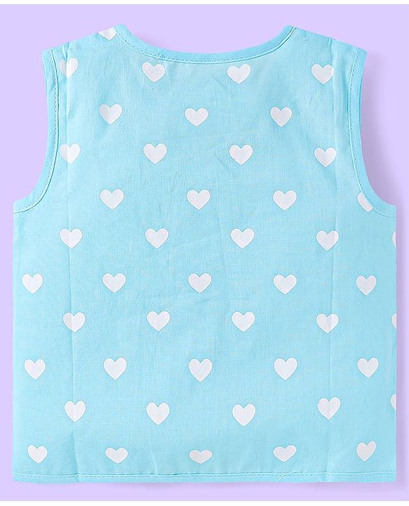 Babyhug 100% Cambric Woven Sleeveless Front Open Jhabla with Heart & Rainbow Print  Pack of 3 - Pink Blue & White