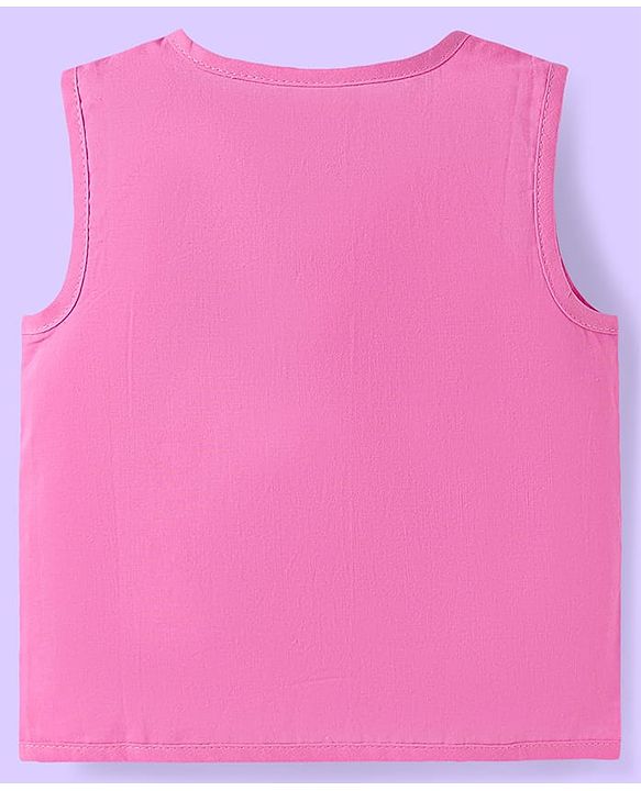 Babyhug 100% Cambric Woven Sleeveless Front Open Jhabla with Heart & Rainbow Print  Pack of 3 - Pink Blue & White