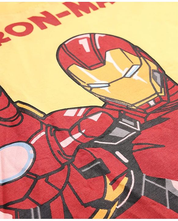 Pine Kids Marvel Single Jersey Knit Drop Shoulder Half Sleeves Oversized T-Shirt with Avengers Graphics Pack Of 3 - Red Light Blue & Yellow