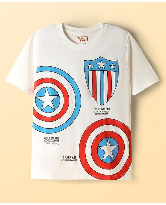 Pine Kids Marvel Single Jersey Knit Half Sleeve T-Shirt with Avengers Graphics Pack of 3 - Light Green Light Blue & White