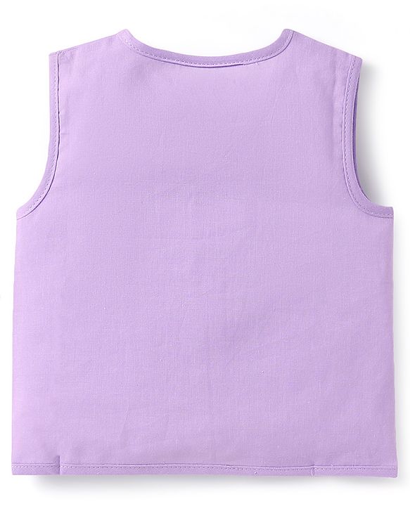 Babyhug Cambric Woven Sleeveless Front Open Jhablas With Polka Dots & Tree Print Pack Of 3 - Purple Pink & Yellow