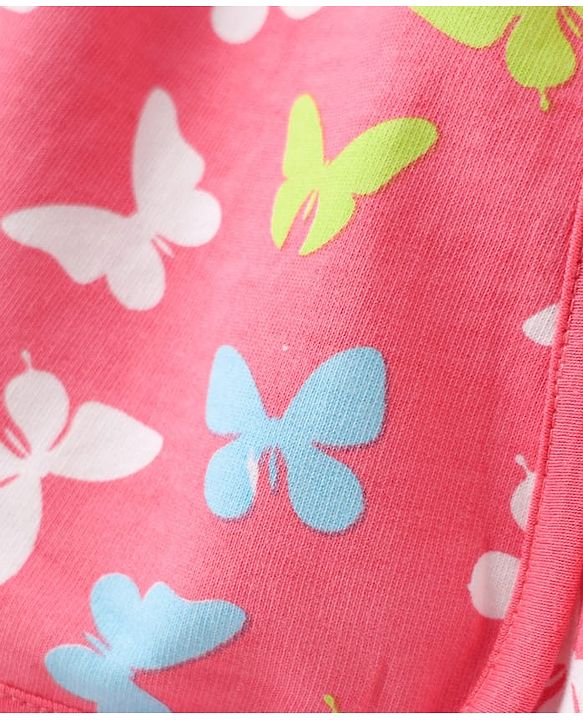 Pine Kids Looper Knit Mid Thigh Shorts With Butterfly Print - Pink