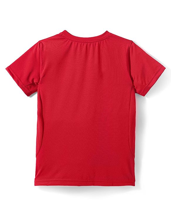 Pine Active Knit Half Sleeves High Stretch Skin Friendly Cut & Sew Solid Color T-Shirt - Red