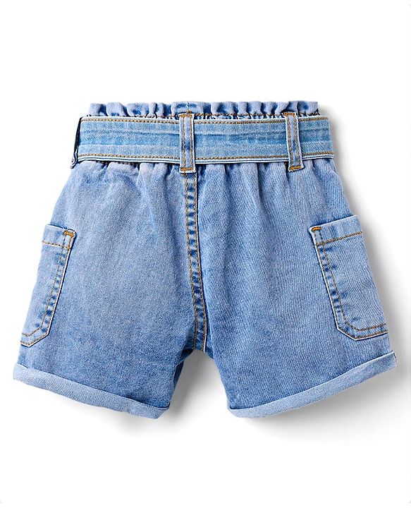 Babyhug Mid Thigh Denim Shorts With Stretch - Blue