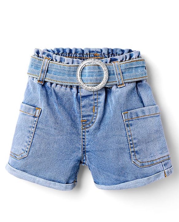 Babyhug Mid Thigh Denim Shorts With Stretch - Blue
