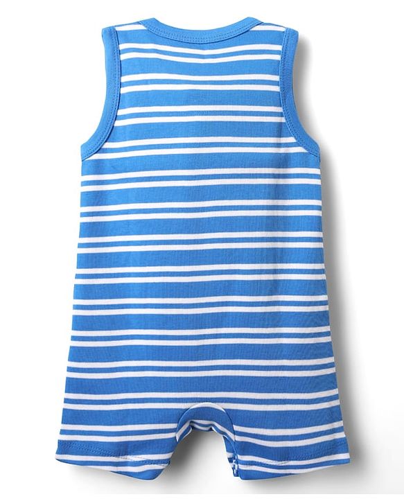 Babyhug 100% Cotton Knit Sleeveless Striped & Airplane Printed Rompers Pack of 2 - Red & Blue