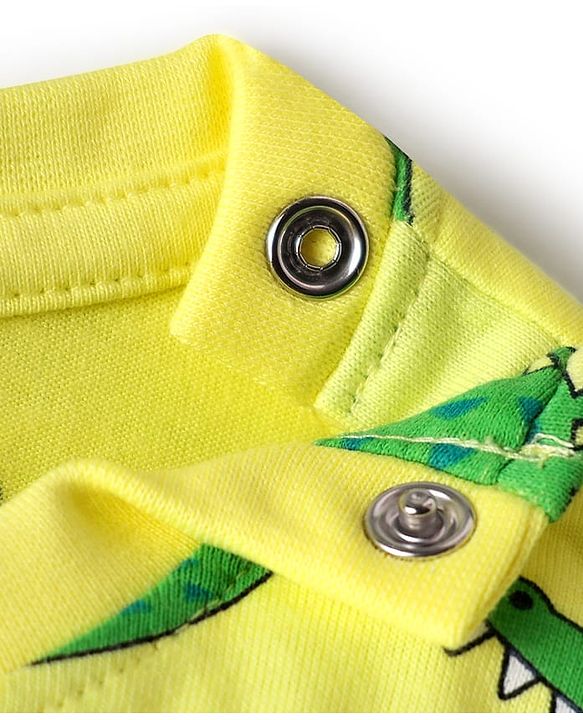 Babyhug Cotton Knit Half Sleeves Co-ords Night Suit  with Dino Print -Limegreen