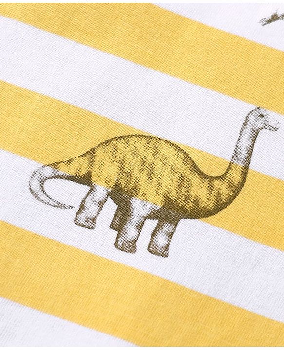 Babyhug Cotton Knit Half Sleeves Co-ords Night Suit with Dino Print - Yellow