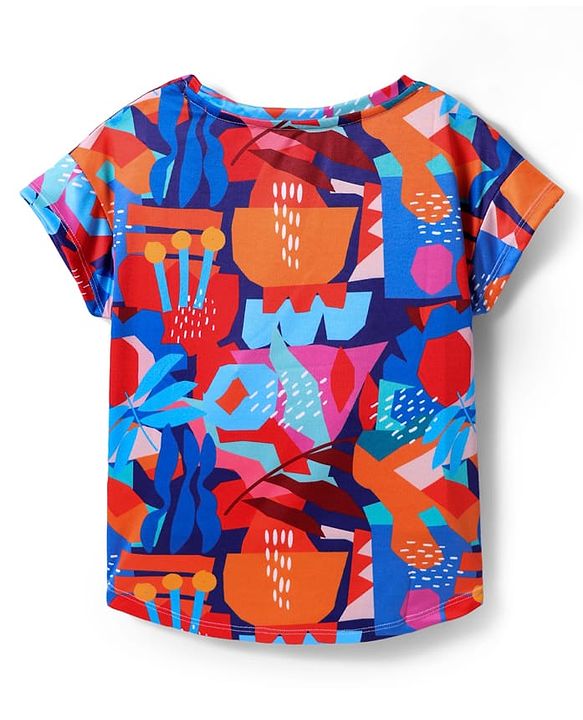 Pine Active Knit Half Sleeves Printed T-Shirt - Blue & Red