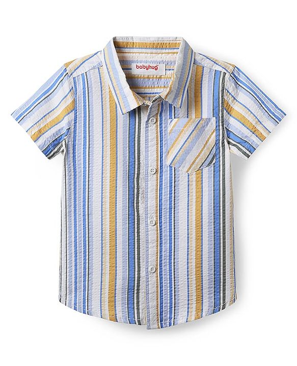 Babyhug Cotton Knit Half Sleeves Shirts & Short Set with Stripes - Navy Blue