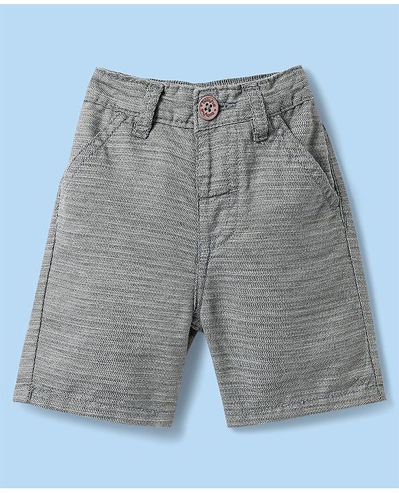 Babyhug Cotton Woven Half Sleeves Solid Color Shirt & Shorts Set with Attached Waistcoat - White & Grey