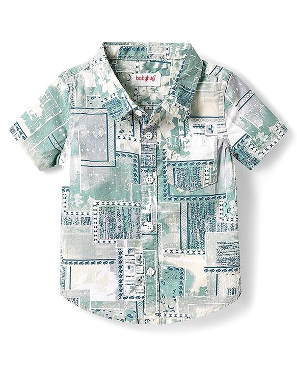 Babyhug Cotton Woven Half Sleeves Printed Shirt & Shorts Co-Ord Set - Multicolor