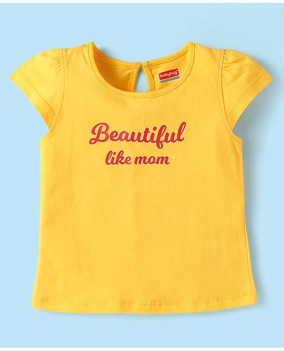 Babyhug Cotton Knit Cap Sleeves T-Shirts with Floral Polka Dots & Text Print Pack of 3 - Yellow Pink & White