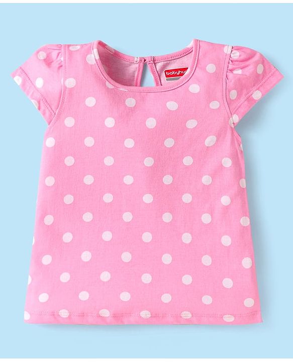 Babyhug Cotton Knit Cap Sleeves T-Shirts with Floral Polka Dots & Text Print Pack of 3 - Yellow Pink & White