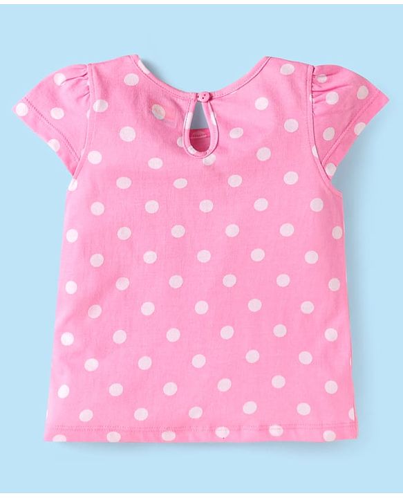 Babyhug Cotton Knit Cap Sleeves T-Shirts with Floral Polka Dots & Text Print Pack of 3 - Yellow Pink & White