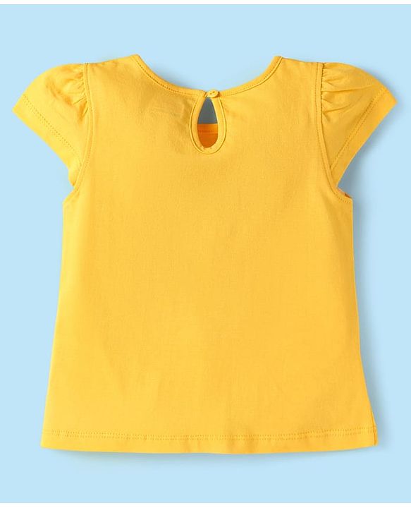 Babyhug Cotton Knit Cap Sleeves T-Shirts with Floral Polka Dots & Text Print Pack of 3 - Yellow Pink & White