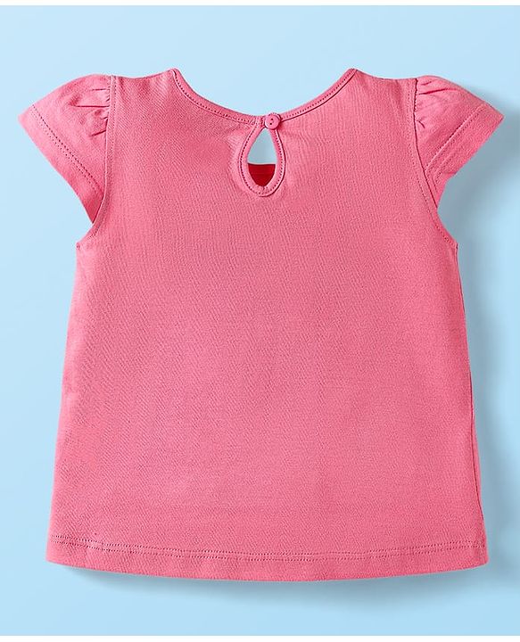 Babyhug Cotton Knit Cap Sleeves T-Shirts with Bear Print Pack of 3 - Pink White & Yellow