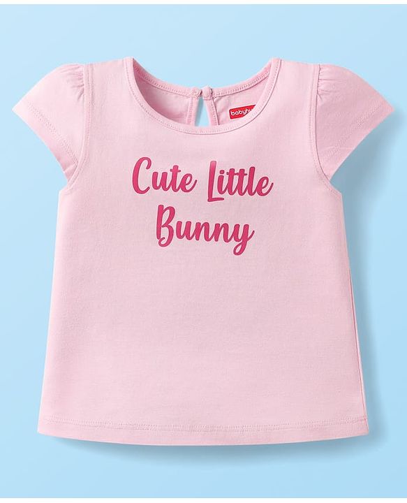 Babyhug Cotton Knit Cap Sleeves T-Shirts with Floral Bunny & Text Print Pack of 3 - Yellow & Pink