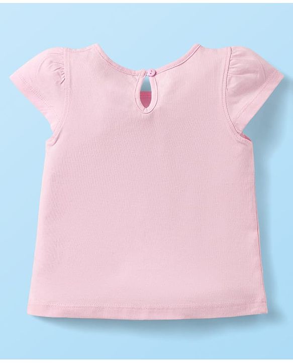 Babyhug Cotton Knit Cap Sleeves T-Shirts with Floral Bunny & Text Print Pack of 3 - Yellow & Pink