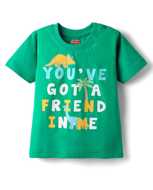 Babyhug Cotton Knit Full Sleeves Shorts Night Suits With Dino & Text Print - Blue & Green