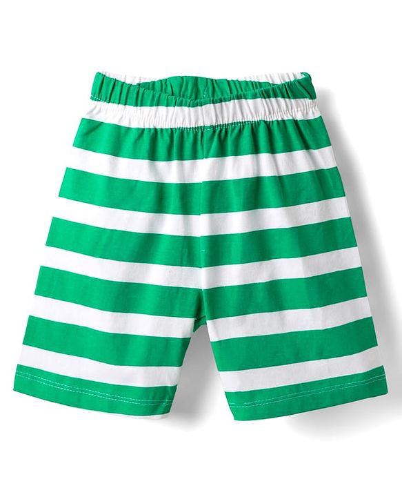 Babyhug Cotton Knit Full Sleeves Shorts Night Suits With Dino & Text Print - Blue & Green