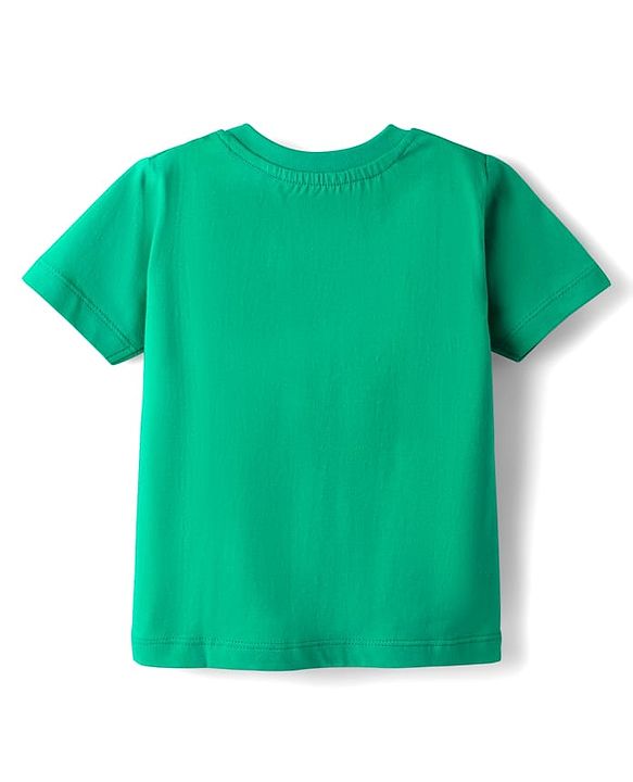 Babyhug Cotton Knit Full Sleeves Shorts Night Suits With Dino & Text Print - Blue & Green