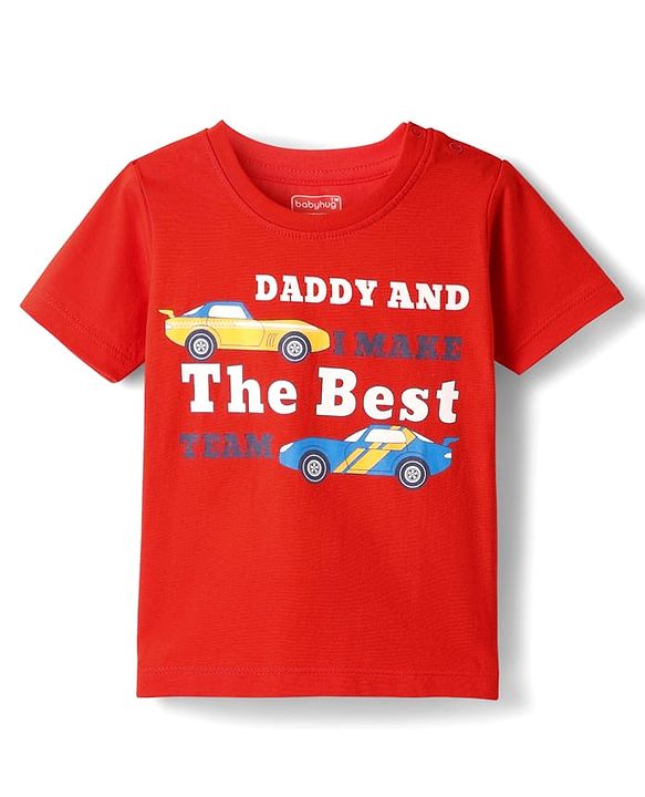 Babyhug Cotton Knit Full & Half Sleeves Night Suit With Stripes & Sport Theme Print Set Of 2 - Navy Blue & Red