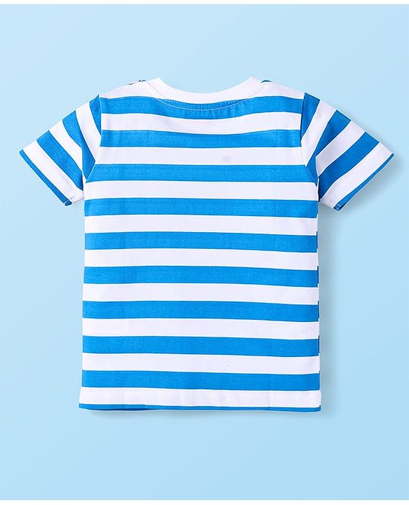 Babyhug Cotton Knit Half & Full Sleeves Night Suits with Vehicle Print & Stripes - Yellow White & Red