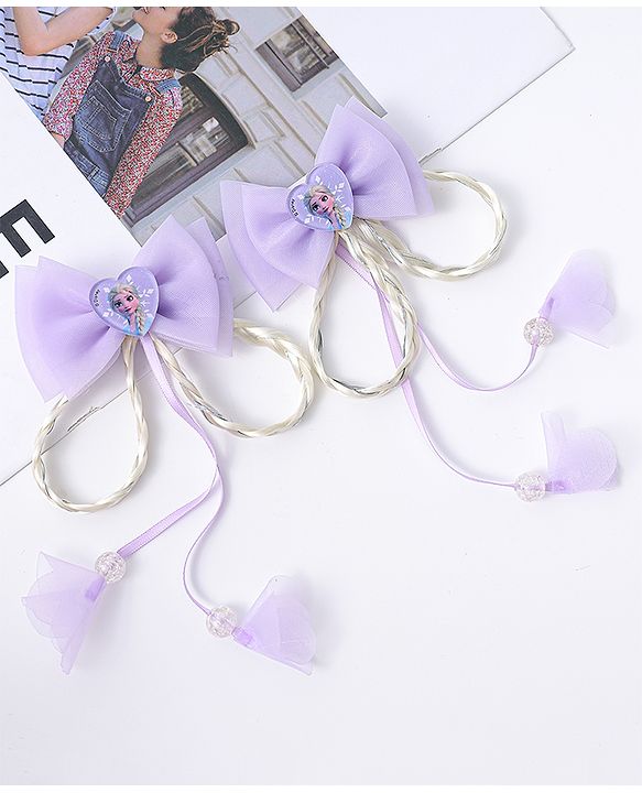 Babyhug Disney Free Size Bow Clips Pack of 2 - Purple
