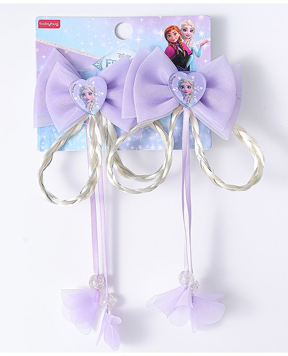 Babyhug Disney Free Size Bow Clips Pack of 2 - Purple