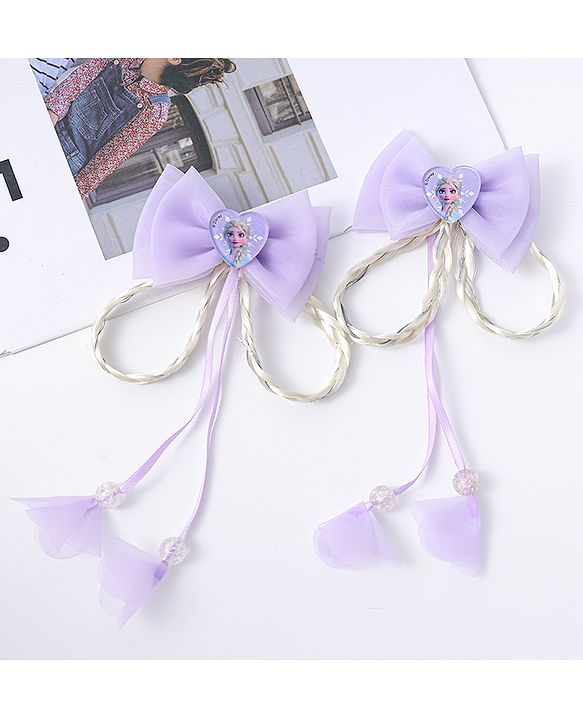 Babyhug Disney Free Size Bow Clips Pack of 2 - Purple