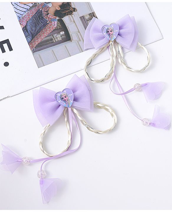 Babyhug Disney Free Size Bow Clips Pack of 2 - Purple