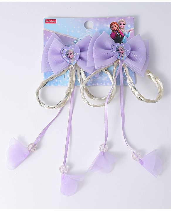 Babyhug Disney Free Size Bow Clips Pack of 2 - Purple