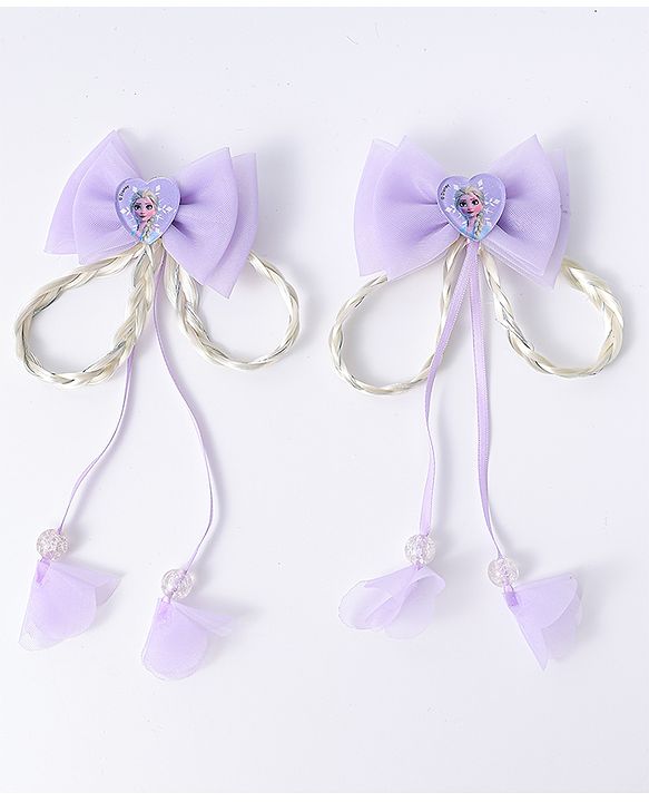Babyhug Disney Free Size Bow Clips Pack of 2 - Purple