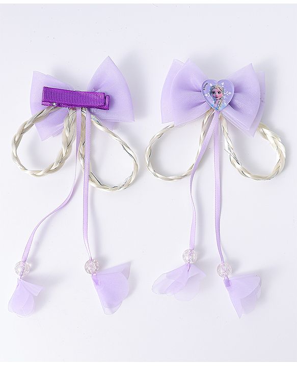 Babyhug Disney Free Size Bow Clips Pack of 2 - Purple