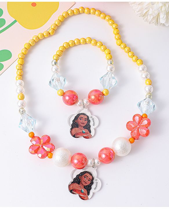 Babyhug Jewellery Set with Disney Princess Pendant Free Size - Multicolor