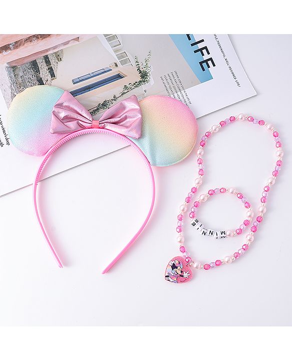 Babyhug Disney Hair Accessories Combo Set With Minnie Mouse - Pink