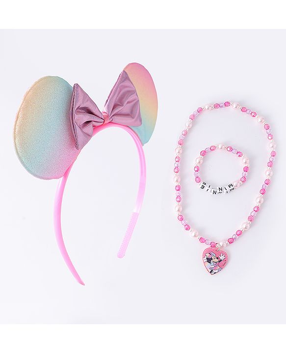 Babyhug Disney Hair Accessories Combo Set With Minnie Mouse - Pink