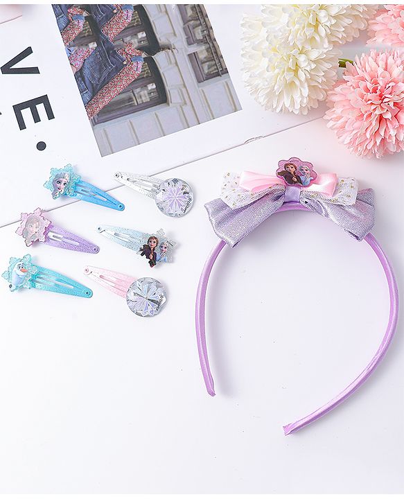 Pine Kids Disney Hair Accessories Combo Sets with Bow Applique & Disney Princes Print Free Size - Multicolor