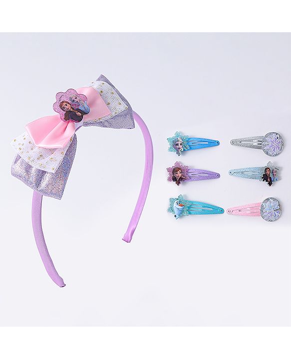 Pine Kids Disney Hair Accessories Combo Sets with Bow Applique & Disney Princes Print Free Size - Multicolor