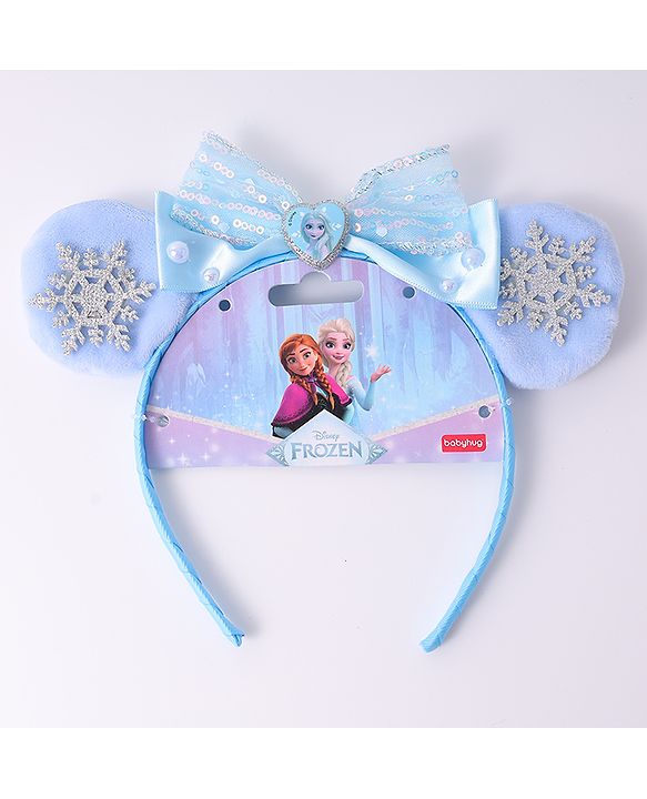 Babyhug Disney Hairband with Bow Applique & Sequin Detailing - Light Blue
