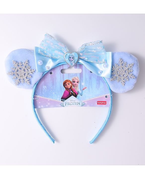 Babyhug Disney Hairband with Bow Applique & Sequin Detailing - Light Blue