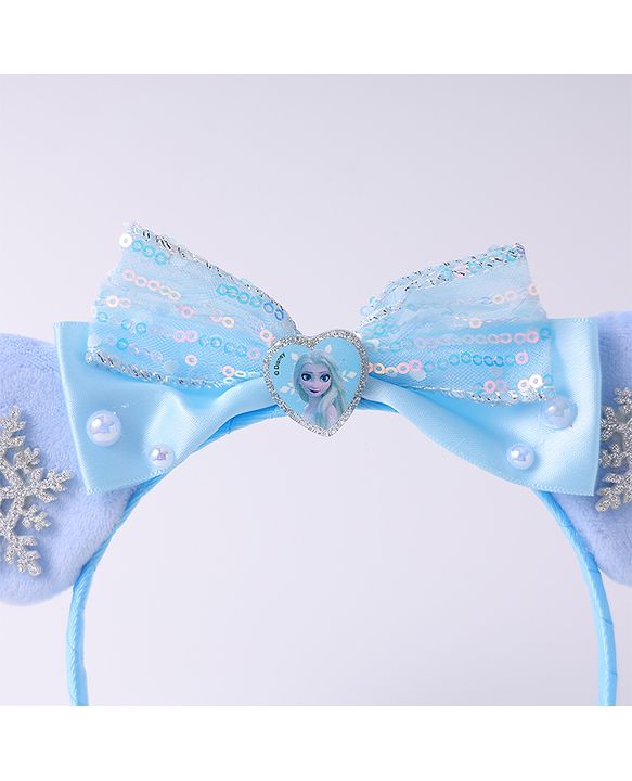 Babyhug Disney Hairband with Bow Applique & Sequin Detailing - Light Blue