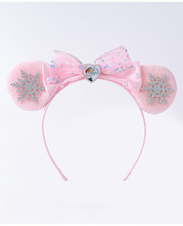 Babyhug Disney Hairband with Bow Applique & Sequin Detailing - Light Blue