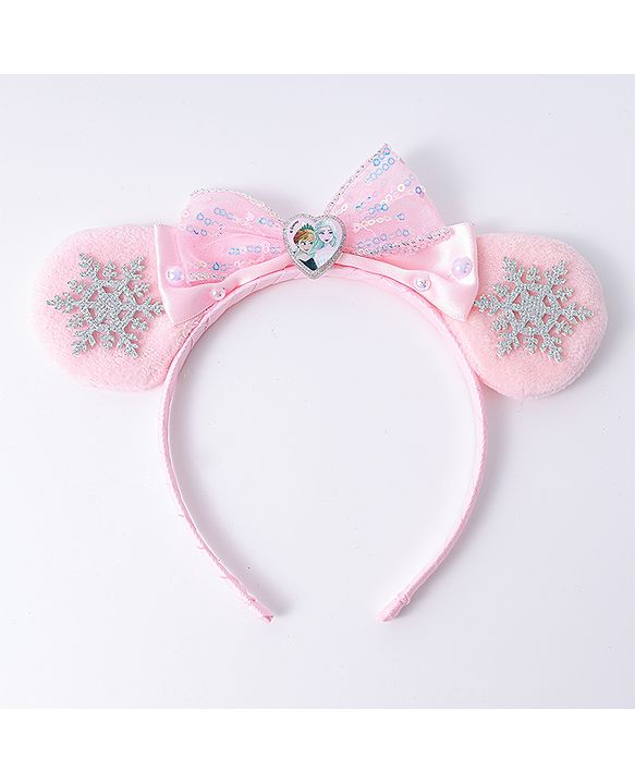 Babyhug Disney Hairband with Bow Applique & Sequin Detailing - Light Blue